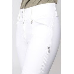 Pantalon d'équitation basanes Grip Horze Grand Prix Pro femme Blanc / bleu turquoise Pantalon d'équitation basanes Grip Horze Grand Prix Pro femme Blanc / bleu turquoise