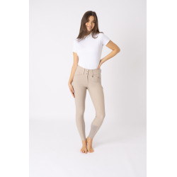 Pantalon d'équitation fond intégral Grip Horze Grand Prix Pro femme Taupe simple Beige