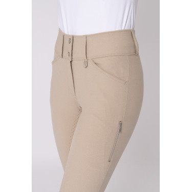 Pantalon d'équitation fond intégral Grip Horze Grand Prix Pro femme Taupe simple Beige