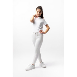 Pantalon d'équitation Grand Prix à fond intégral Silicone enfant Horze Blanc