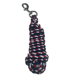 Longe tressée tricolore Canter Marine / blanc / rouge Bleu