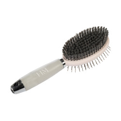 Brosse crinière et queue HKM Gel double face Rose clair / gris clair
