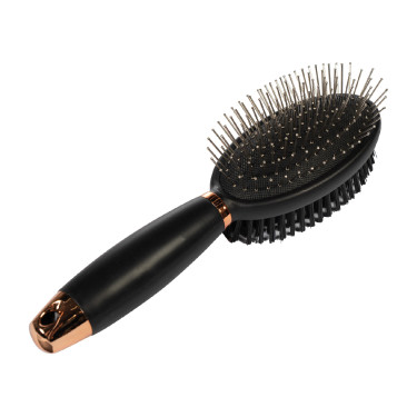 Brosse crinière et queue HKM Gel double face Noir / rosegold