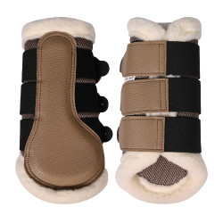 Guêtres HKM Comfort Premium Mesh avec fourrure Taupe Marron