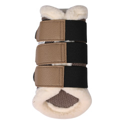 Guêtres HKM Comfort Premium Mesh avec fourrure Taupe Marron