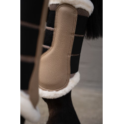 Guêtres HKM Comfort Premium Mesh avec fourrure Taupe Marron