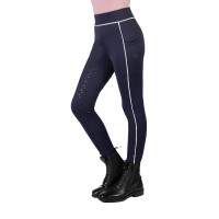 Legging HKM Maui fond intégral en silicone enfant Bleu profond
