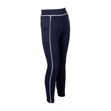Legging HKM Maui fond intégral en silicone enfant Bleu profond