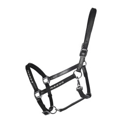 Licol en cuir HKM Sparkle Noir