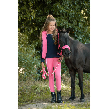 Longe HKM Maui avec mousqueton Rose / blanc Longe HKM Maui avec mousqueton Rose / blanc