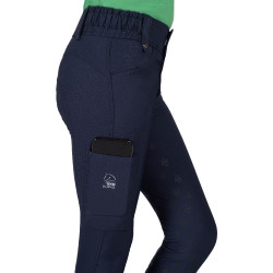 Pantalon HKM Maui fond intégral en silicone enfant Bleu profond