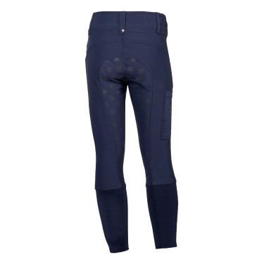 Pantalon HKM Maui fond intégral en silicone enfant Bleu profond