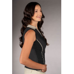 Polo HKM sans manches femme Limone Noir