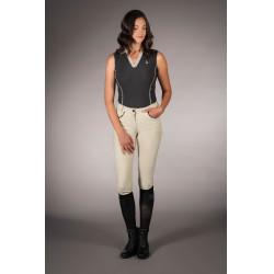 Polo HKM sans manches femme Limone Noir