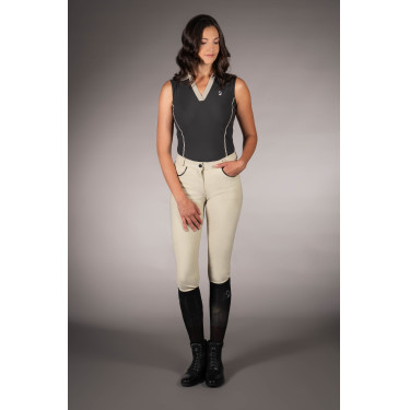 Polo HKM sans manches femme Limone Noir