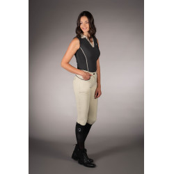 Polo HKM sans manches femme Limone Noir