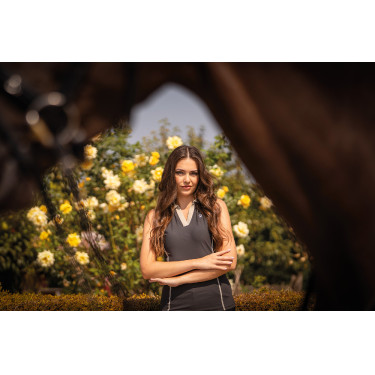 Polo HKM sans manches femme Limone Noir