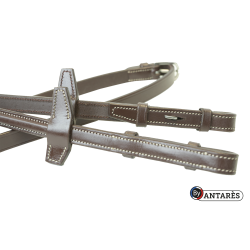 Rênes Signature by Antares caoutchouc 16 mm 7 arrêtoirs Marron