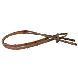 Rênes Signature by Antares caoutchouc 16 mm 7 arrêtoirs Marron