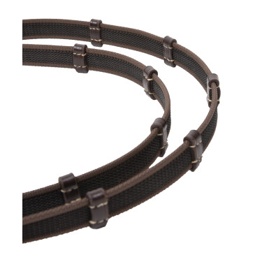 Rênes Signature by Antares 16 mm 7 arrêtoirs grip Marron Rênes Signature by Antares 16 mm 7 arrêtoirs grip Marron