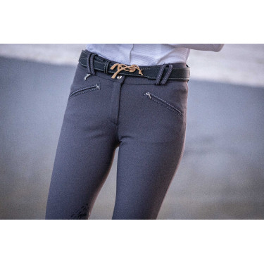 Ceinture Pénélope signature cuir perforé Bleu