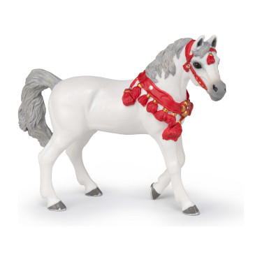 Cheval Arabe blanc en tenue de parade Papo