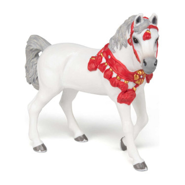 Cheval Arabe blanc en tenue de parade Papo