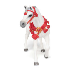 Cheval Arabe blanc en tenue de parade Papo