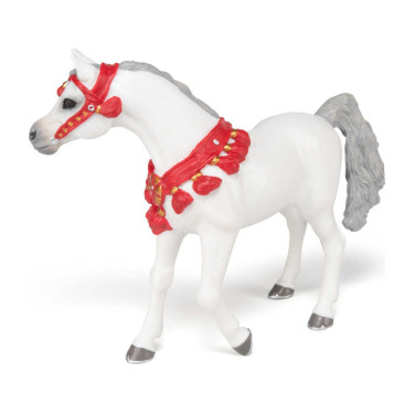 Cheval Arabe blanc en tenue de parade Papo