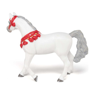 Cheval Arabe blanc en tenue de parade Papo