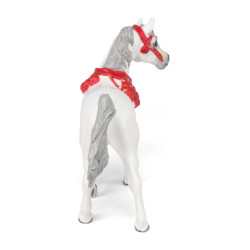 Cheval Arabe blanc en tenue de parade Papo