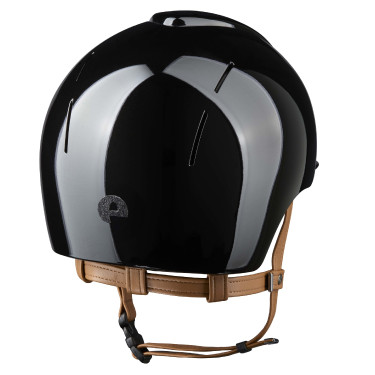 Casque Kep Smart Nova métal polish noir star noir jugulaire beige visière polo