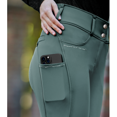 Pantalon d'équitation ELT Mathilda Glam taille haute Vert pin