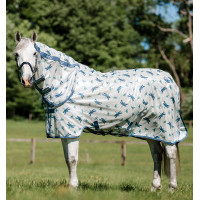 Couverture anti-mouches Horseware Amigo Integrated Motif libellule / argent / bleu / sauge Motifs