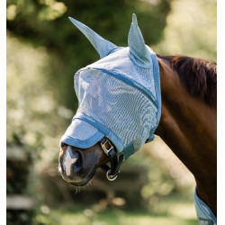 Masque anti-mouches Horseware Rambo Plus Bleu chiné / bleu / argent Masque anti-mouches Horseware Rambo Plus Bleu chiné / bleu / argent