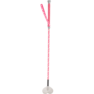 Cravache Waldhausen pour enfant petits cœurs et claquette en forme de cœur Rose