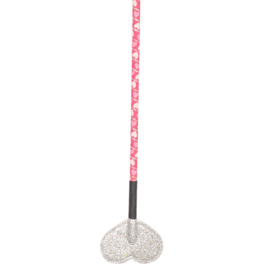 Cravache Waldhausen pour enfant petits cœurs et claquette en forme de cœur Rose