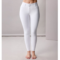 Pantalon Horseware taille haute femme Allora Alessandro Albanese grip genoux Blanc Pantalon Horseware taille haute femme Allora Alessandro Albanese grip genoux Blanc