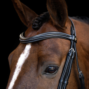 Bridon Imperial Riding avec muserolle anglaise courbée Noir