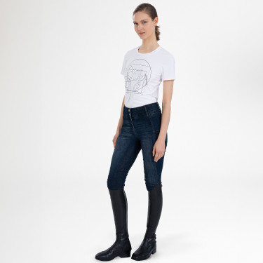 Pantalon d'équitation Euro-Star Classic Slim denim femme Bleu denim foncé