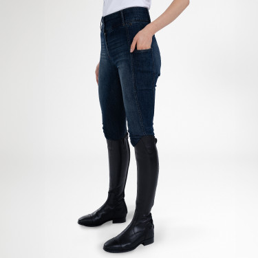 Pantalon d'équitation Euro-Star Classic Slim denim femme Bleu denim foncé