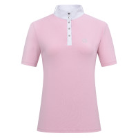 Polo de concours manches courtes Imperial Riding Basic glam femme Barbe à papa Rose