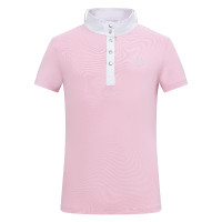 Polo de concours manches courtes Imperial Riding Basic glam Kids Barbe à papa Rose