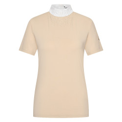 Polo de concours manches courtes Imperial Riding Shines femme Gris / sable