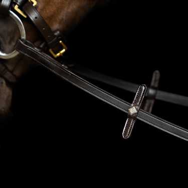Rênes Imperial Riding en caoutchouc avec renfort en nylon Marron foncé