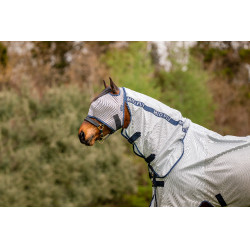Masque anti-mouches Horseware Mio sans oreilles Gris lunaire / marine Marron