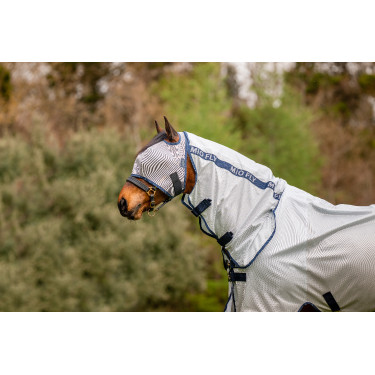 Masque anti-mouches Horseware Mio sans oreilles Gris lunaire / marine Marron
