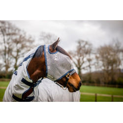 Masque anti-mouches Horseware Mio sans oreilles Gris lunaire / marine Marron