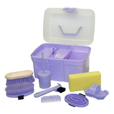 Coffret de pansage 8 pièces pour enfant Kerbl Lilas Bleu