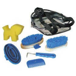 Kit de pansage 7 pièces en sac à dos Kerbl Bleu